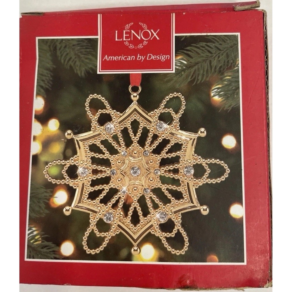 Lenox Colors Of Gold Gold Hexagon Snowflake Brand New In Box